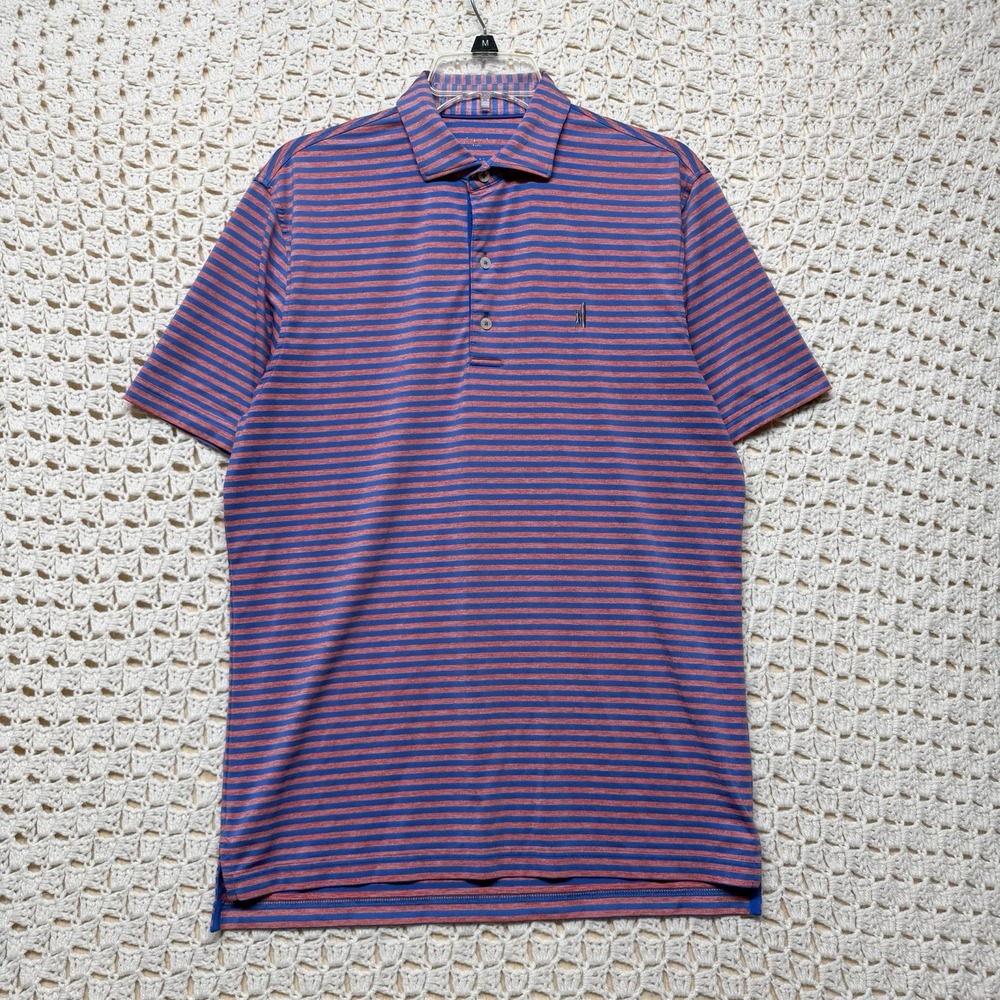 Johnnie-O Golf Polo Shirt Mens S Blue Red Stripped Performance Short Sleeve